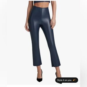 Commando navy blue faux leather lined pants cropped flare lots of stretch - L